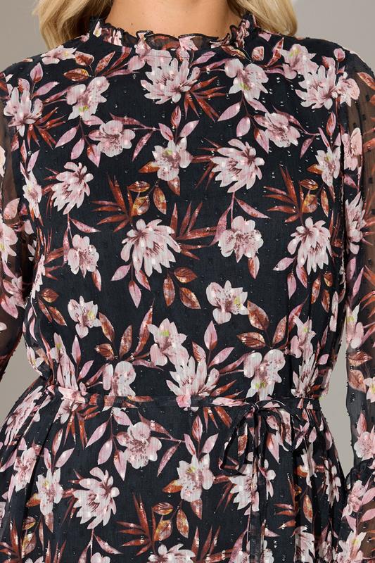 YOURS LONDON Plus Size Black Floral Dobby Ruffle Mini Dress | Yours Clothing 4