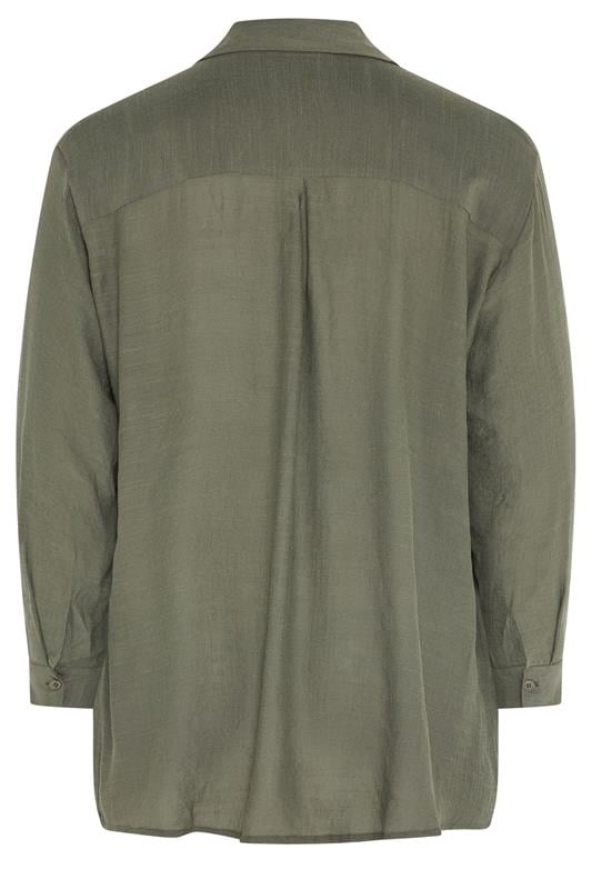 EVANS Plus Size Khaki Green Sheer Long Sleeve Shirt | Evans 6