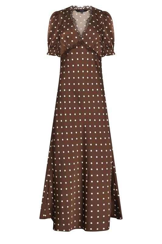  STAR Chocolate Brown Polka Dot Maxi Dress