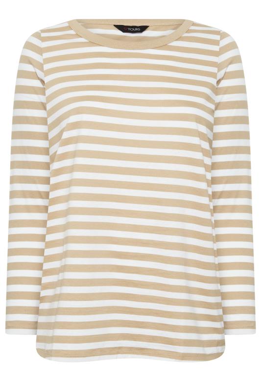Plus Size Beige Brown Stripe Long Sleeve T-Shirt | Yours Clothing 6