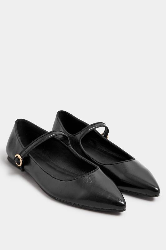 LTS Black Mary Jane Point Flats In Standard Fit | Long Tall Sally  2