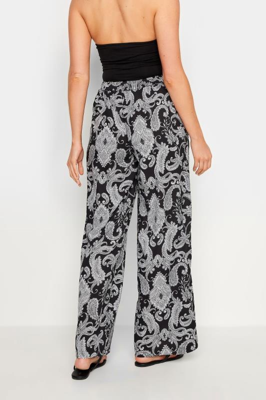 LTS Tall Black Paisley Print Wide Leg Trousers | Long Tall Sally 3