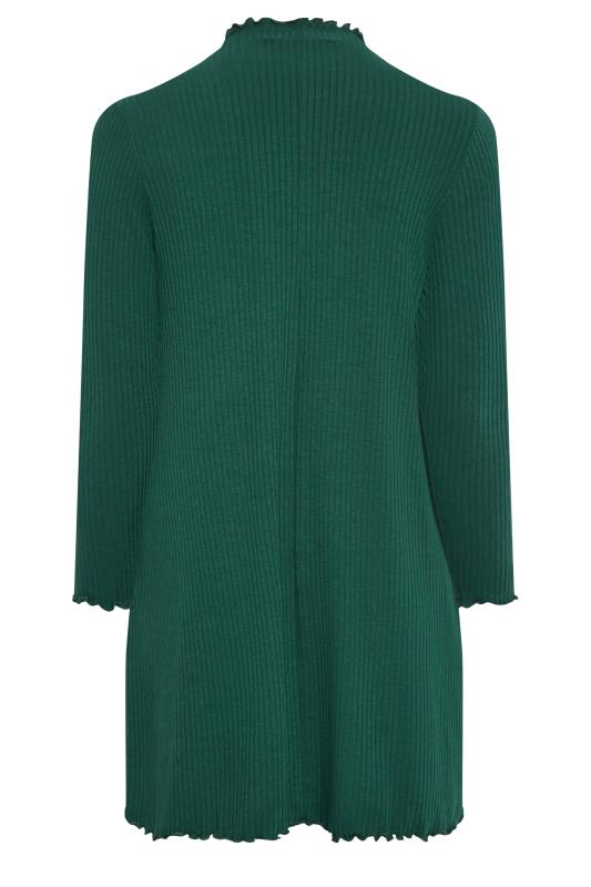 YOURS Plus Size Forest Green Ribbed Lettuce Hem Tunic Dress | Yours Clothing 7