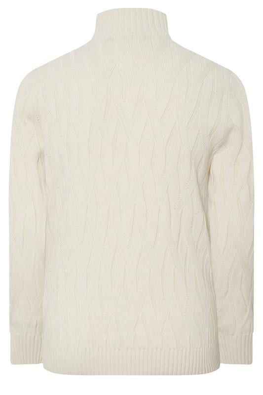 BadRhino Big & Tall Marshmallow Cream Cable Knit Quarter Zip Jumper | BadRhino 2
