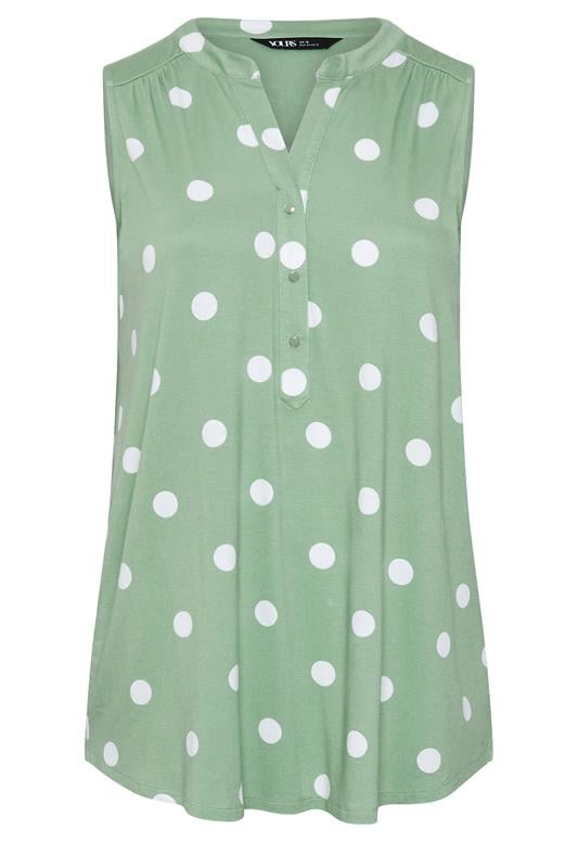 YOURS Plus Size Green Polka Dot Sleeveless Swing Blouse | Yours Clothing 5
