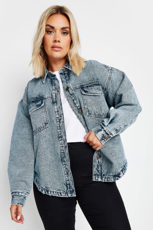 YOURS Plus Size Blue Quilted Denim Shacket | Yours Clothing 2