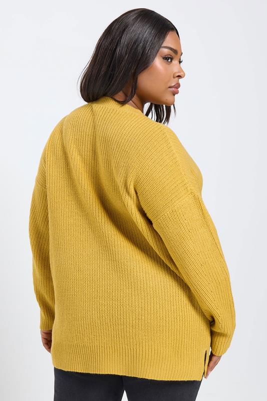 YOURS Plus Size Yellow Drop Shoulder Jumper | Yours Clothing 2