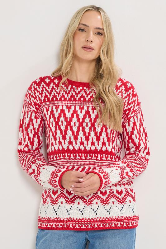 Tall  LTS Tall Red & White Fairisle Jumper