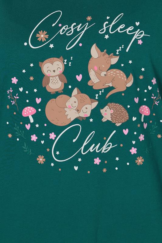 YOURS Plus Size Set Green 'Cosy Sleep Club' Woodland Pyjama Gift | Yours Clothing 4