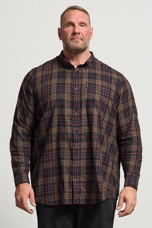  BEN SHERMAN Big & Tall Navy Blue Check Shirt