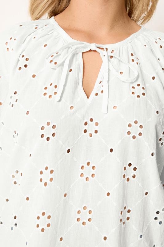 YOURS Curve White Floral Broderie Anglaise Top | Yours Clothing 4