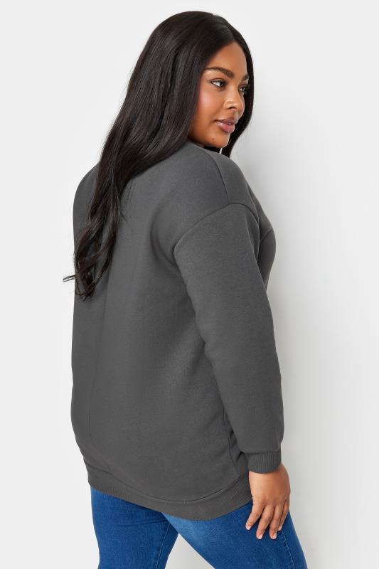 YOURS Plus Size Grey 'Brooklyn Champions' Slogan Sweatshirt | Yours Clothing 3