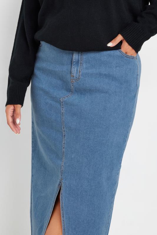 YOURS Plus Size Blue Stretch Denim Maxi Skirt | Yours Clothing  6