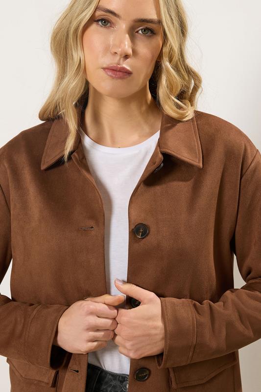 LTS Tall Women's Natural Brown Faux Suede Trucker Jacket | Long Tall Sally 4
