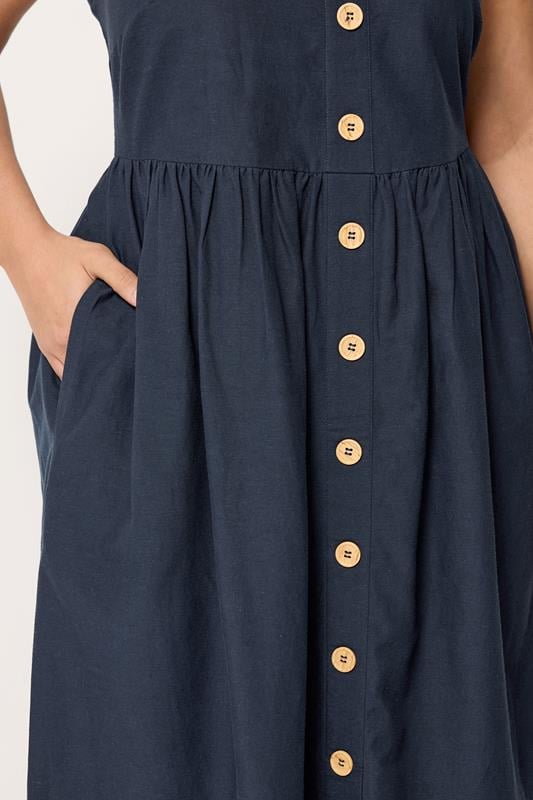 YOURS Plus Size Navy Blue Linen Sundress | Yours Clothing 4