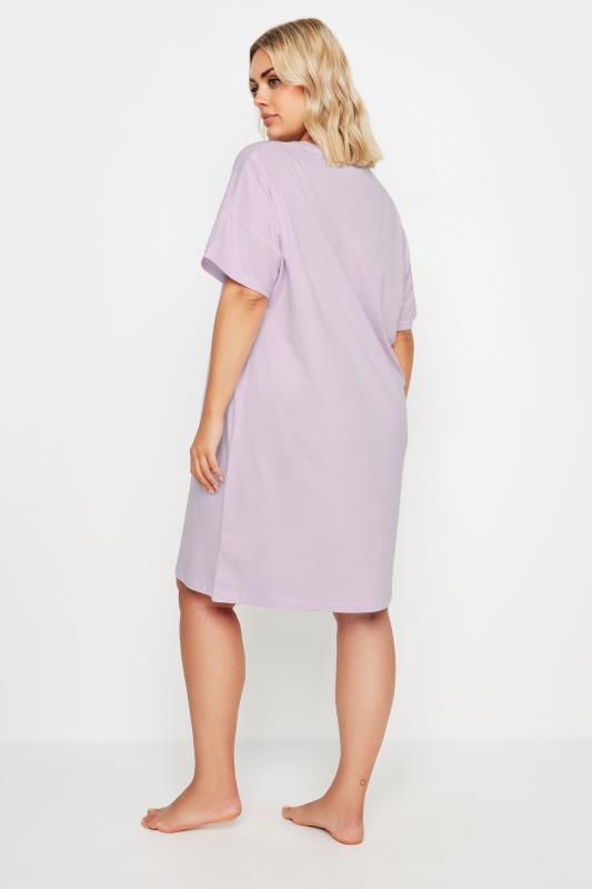 YOURS Plus Size Purple 'Let's Avo Spa Day' Slogan Sleep Tee Nightdress | Yours Clothing 3