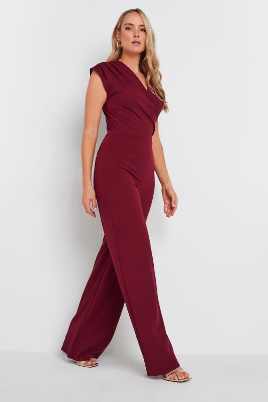 LTS Tall Burgundy Red Cross Over Jumpsuit | Long Tall Sally 1