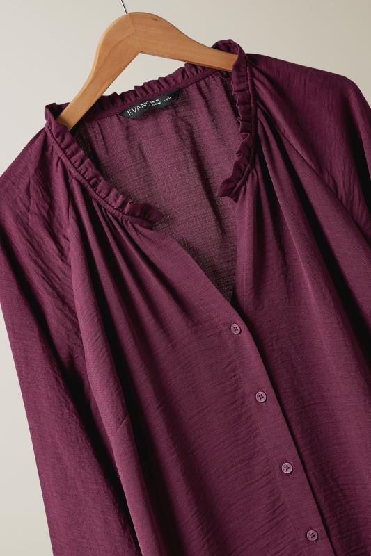 EVANS Plus Size Burgundy Red Frill Neck Blouse | Evans 6