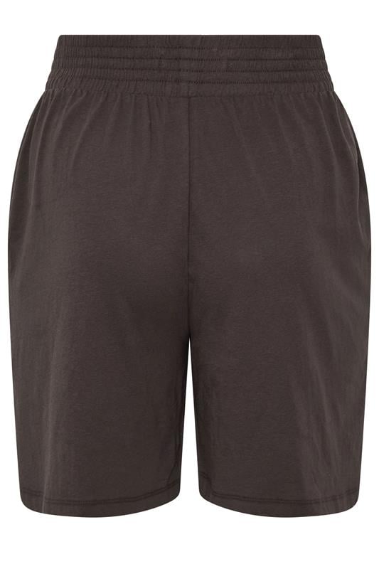 YOURS Plus Size Brown Shirred Waist Shorts | Yours Clothing 8