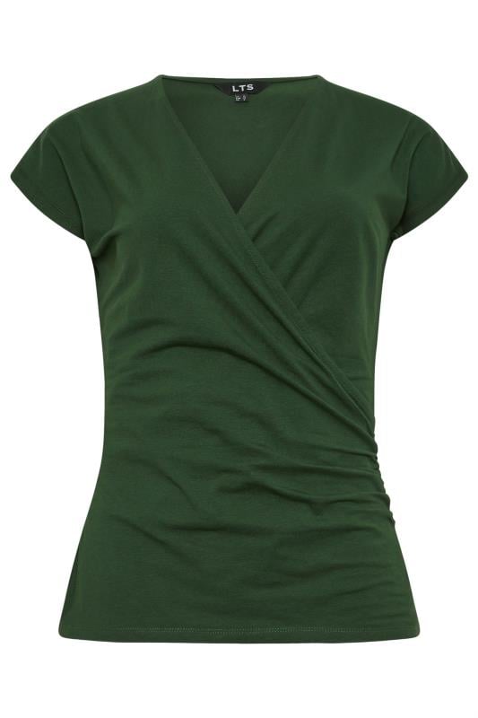 LTS Tall Women's 2 PACK Forest Green & Wine Red Short Sleeve Wrap Tops | Long Tall Sally 9
