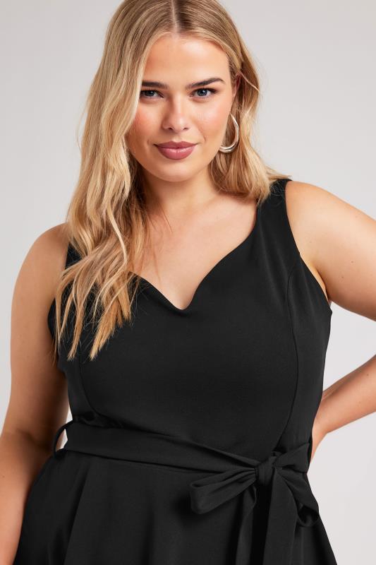 YOURS LONDON Plus Size Black Sleeveless Peplum Top | Yours Clothing 2