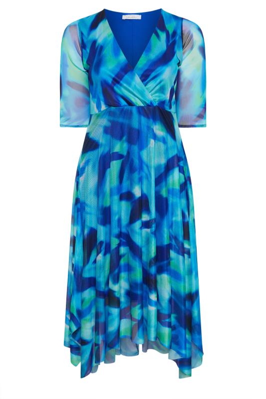 YOURS LONDON Plus Size Blue Abstract Print Wrap Dress | Yours Clothing 5