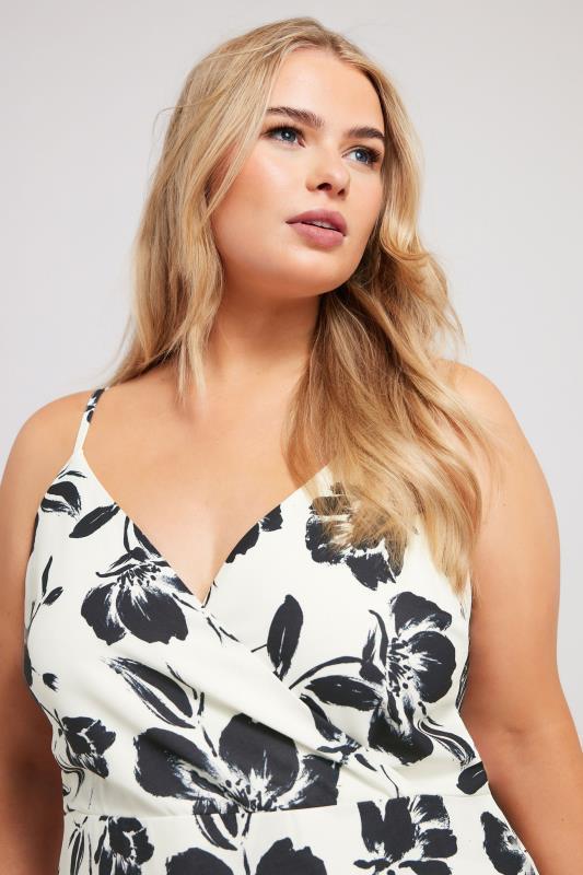 YOURS LONDON Plus Size White Floral Print Ruffle Wrap Dress | Yours Clothing 4