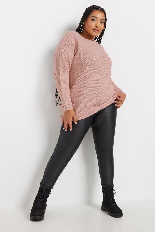 YOURS Plus Size Essential Baby Pink Knitted Jumper | Yours Clothing 2