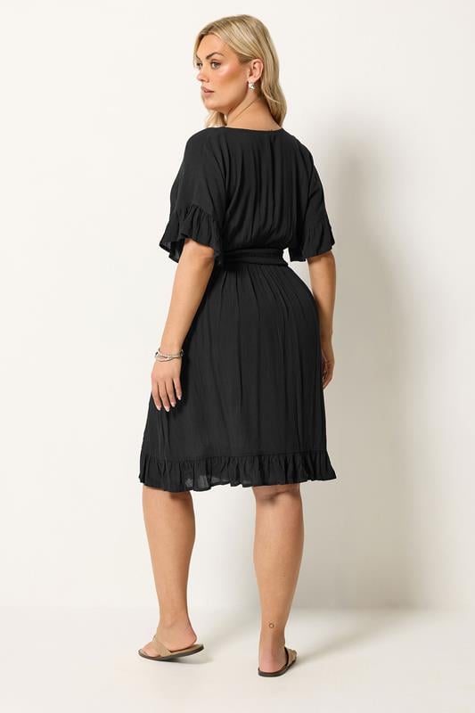 YOURS Plus Size Black Crinkle Beach Cover Up | Yours Clothing 2