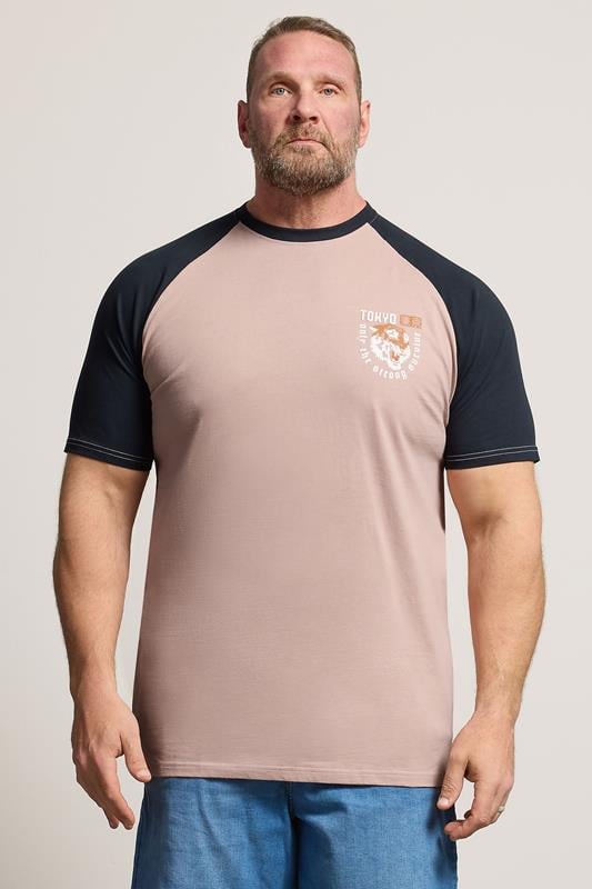 KAM Big & Tall Pink Raglan T-Shirt