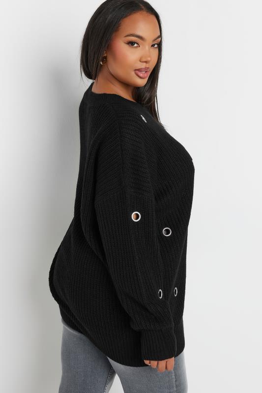 YOURS Plus Size Black Eyelet Knit Jumper | Yours Clothing 5