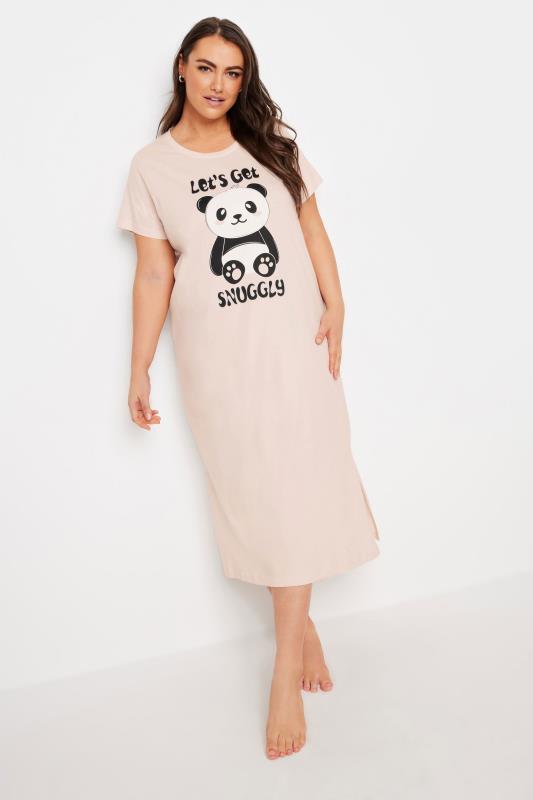 YOURS Plus Size 2 PACK Pink Panda Print Midaxi Nightdresses | Yours Clothing 2