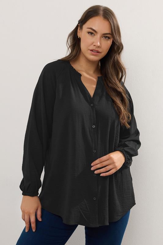  YOURS Curve Black Frill Neck Blouse