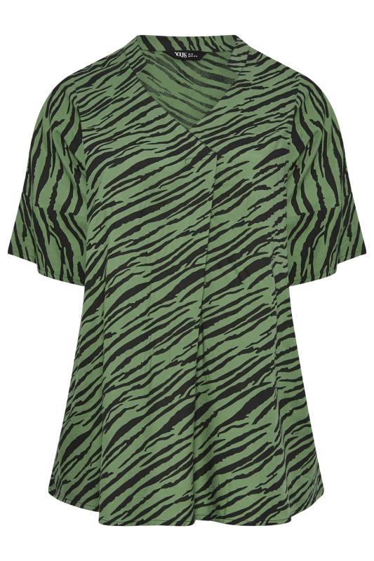 YOURS Plus Size Green Zebra Print Pleat Front Blouse | Yours Clothing 6