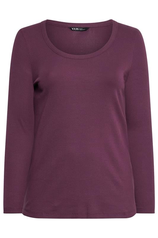 YOURS Plus Size Purple Ribbed Scoop Neck Top | Yours Clothing 5