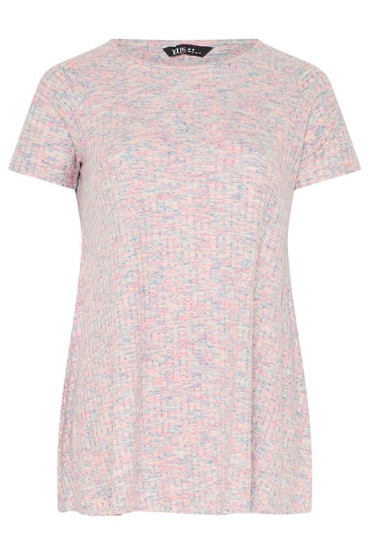 YOURS Plus Size Pink Marl Soft Touch Ribbed Top | Yours Clothing 5