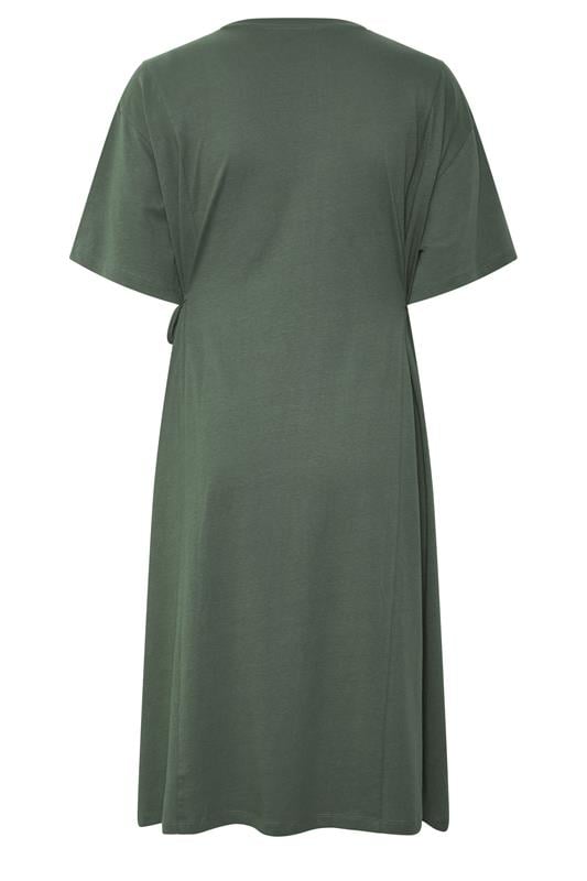 YOURS Plus Size Khaki Green Front Tie Midi Dress | Yours Clothing 6