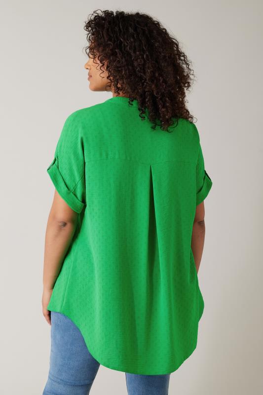 EVANS Plus Size Green Short Sleeve Blouse | Evans 3