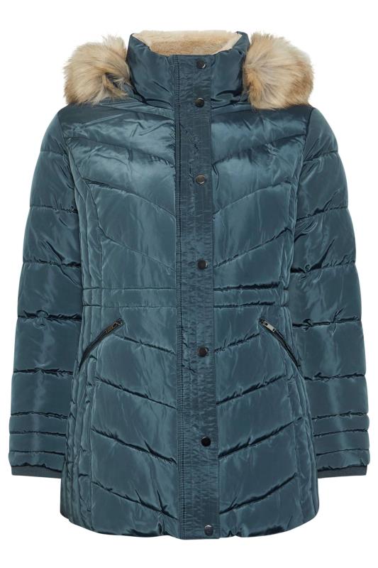 YOURS Plus Size Blue Padded Coat | Yours Clothing 5