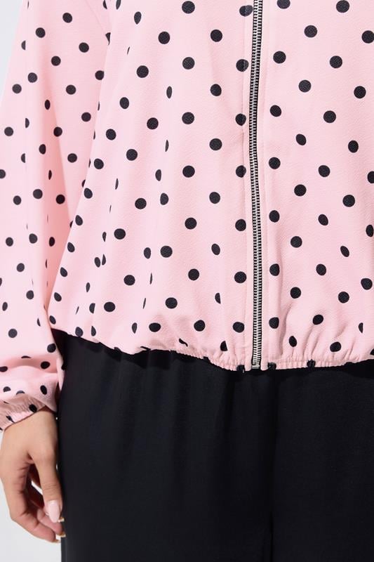 LIMITED COLLECTION Plus Size Pink Polka Dot Bomber Jacket | Yours Clothing 4
