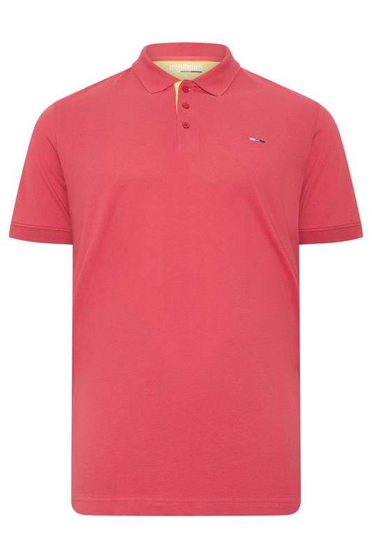 BadRhino Big & Tall Pink & Yellow Contrast Short Sleeve Polo Shirt | BadRhino 5