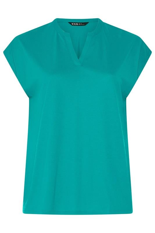 YOURS Plus Size Blue Notch Neck T-Shirt | Yours Clothing 5