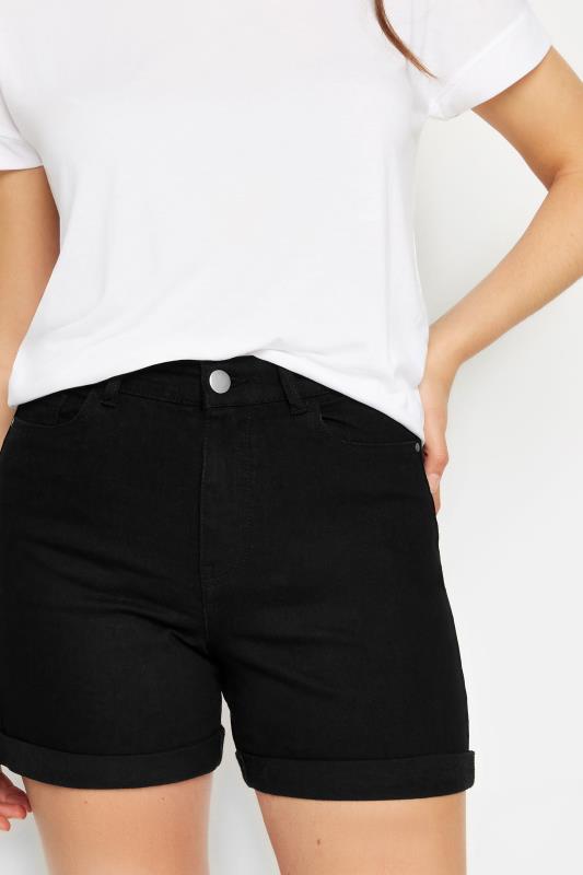 LTS Tall Black Turn Up Denim Mom Shorts | Long Tall Sally 4