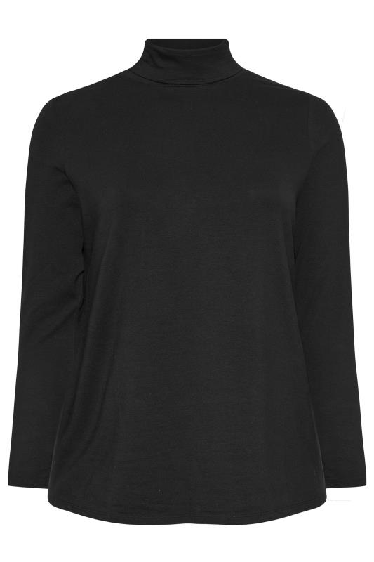 YOURS Plus Size Black Long Sleeve Turtle Neck Top | Yours Clothing 5