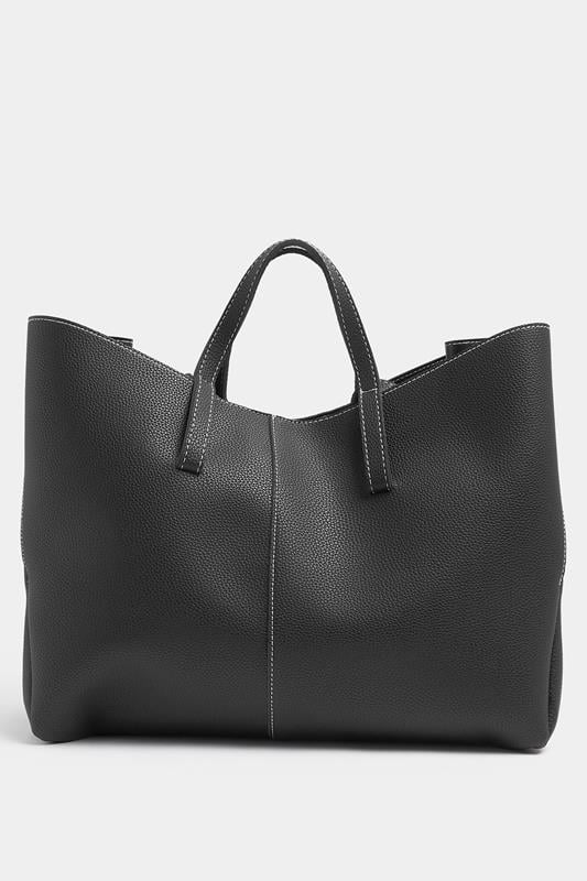 Black Faux Leather Slouchy Shoulder Bag | Yours Clothing 1