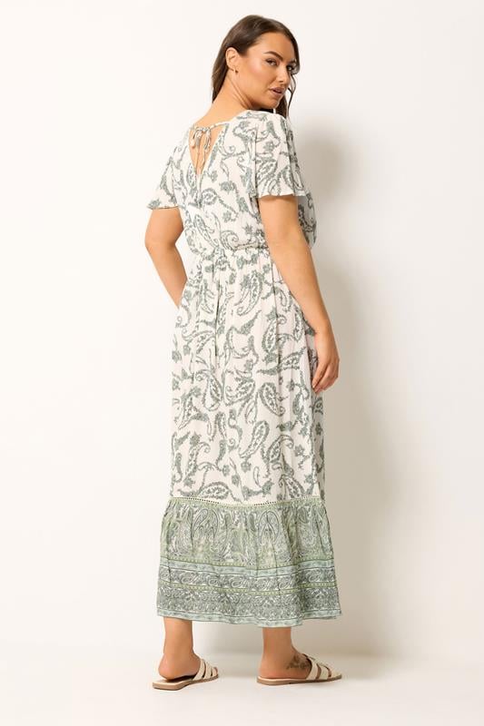 YOURS Plus Size Green Paisley Border Detail Dress | Yours Clothing 2