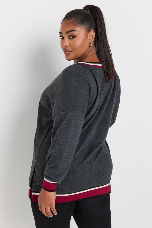 YOURS Plus Size Grey V-Neck Knit Sweatshirt | Yours Clothing  4