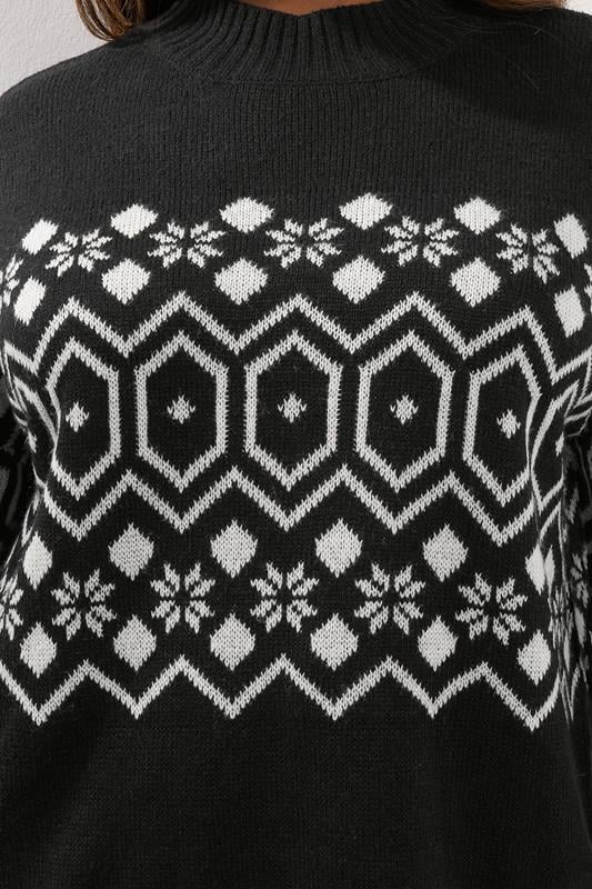 YOURS Plus Size Black Fairisle Knitted Jumper | Yours Clothing 5