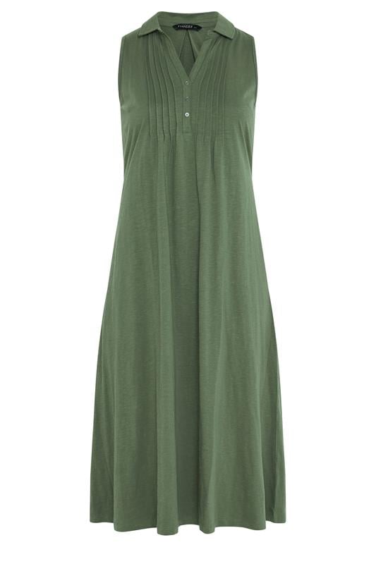 EVANS Plus Size Khaki Green Henley Maxi Dress | Evans 5