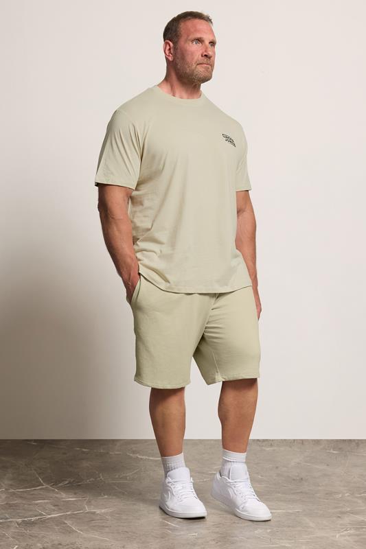 JACK & JONES Big & Tall Off-White T-Shirt & Shorts Set | BadRhino 1
